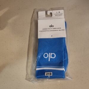 ALO Yoga Vibrant Blue Unisex Half-Crew Socks with White Logo
